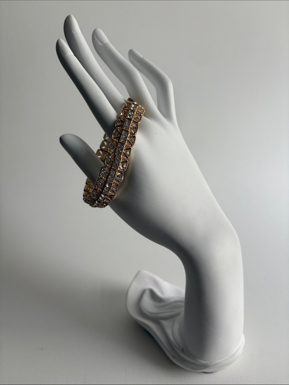 Gold Crystal Link Stretch Bracelet Sparkle Women Jewelry